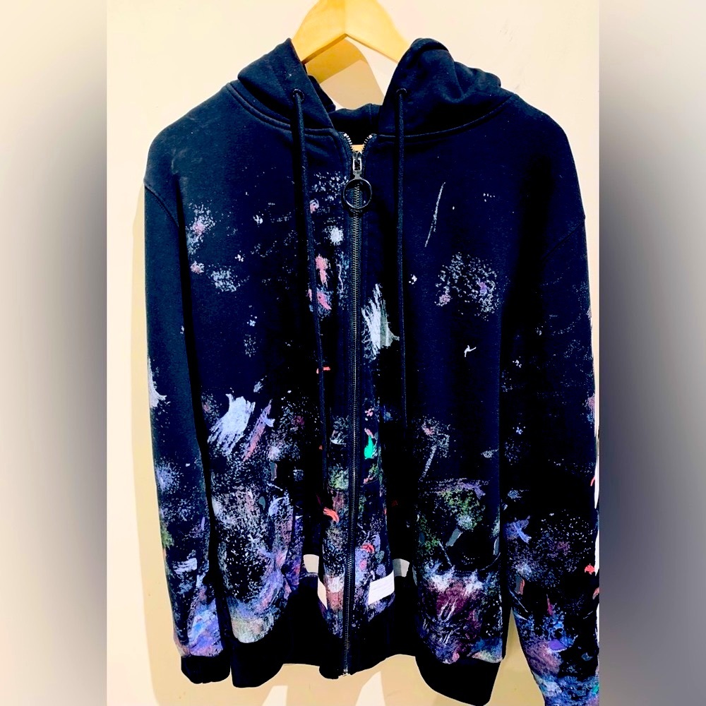 Off White Galaxy Black Winter Hoodie Sweater Zipper Hooded Men and Women
